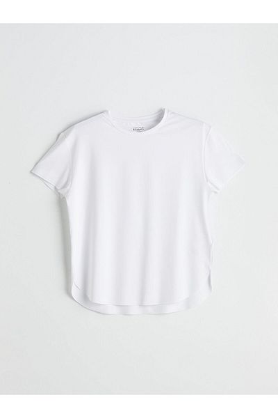 LC Waikiki Tricou sport pentru femei, alb, cu decolteu, în amestec modal, KOOR