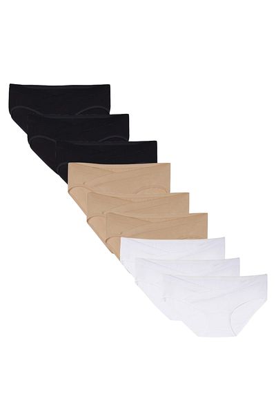Tummy Pack of 9 Pregnant Women Maternity Bamboo Cotton Low Waist Comfortable Seamless Postpartum Panties