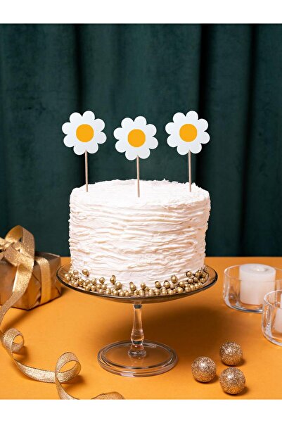 Parti Adresi Papatya Temalı Cupcake Kürdanı Pasta Süsü 10'lu