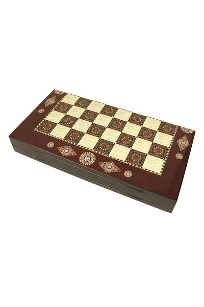 Bıyıklı Tobacco Deluxe Pearlescent Backgammon Large Size