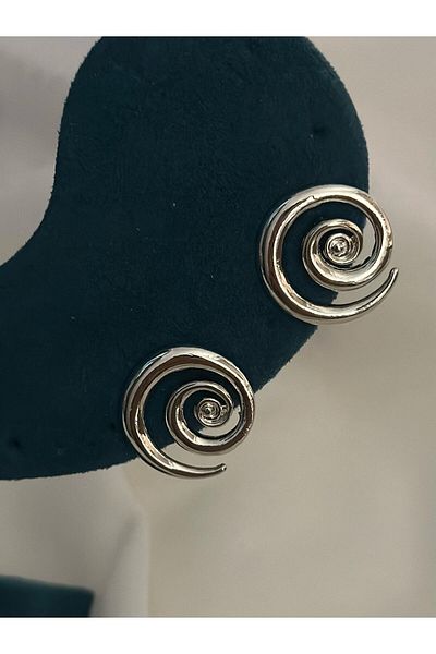 MyladyAccessoriess Vintage Brass Plated Earrings Silver with Wrapped Plate Detail