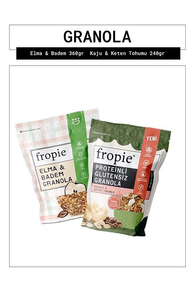 FROPİE Fropie Apple Almond and Protein Gluten Free Cashew Flax Seed Granola Package
