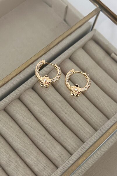 MyladyAccessoriess Zirkon Taş Detaylı Mininal Halka Çelik Küpe Gümüş