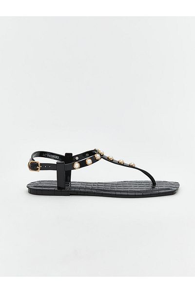LC Waikiki Lcw Steps Black Women's Stone Flip Flops