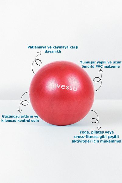 Verahed 20cm Red Mini Pilates Ball Exercise Tool for Aerobics and Cardio