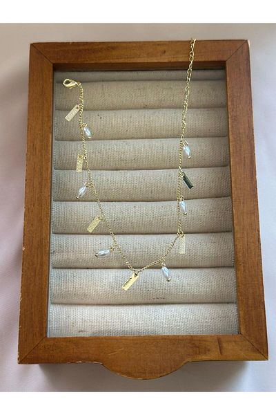 MyladyAccessoriess Pearl Detailed Hanging Brass Plated - Hal Hal