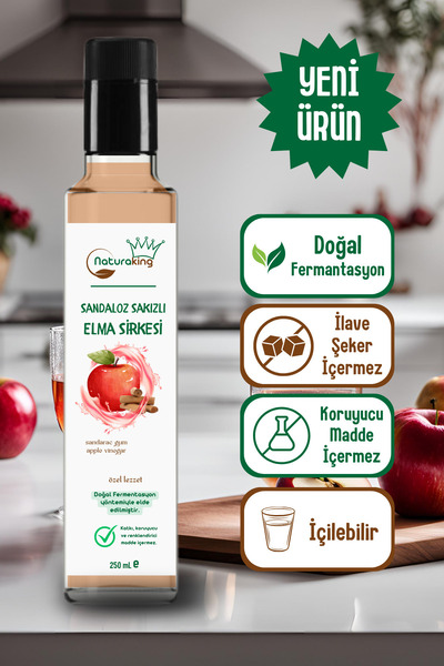 Naturaking Doğal Fermente Sandaloz Sakızlı Elma Sirkesi (KATKISIZ) [250 Ml] /...