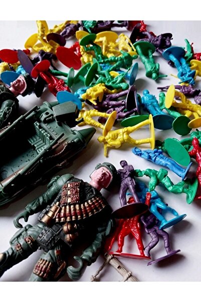 OYUNCAKSAHİLİ Soldier Strategy Game Set 80 Pieces 2 Packs Commando Airplane Canoe Fence Flag Walkie-talkie Toys