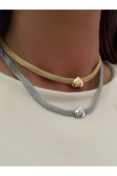 MyladyAccessoriess Wicker Braid Heart Necklace Gold