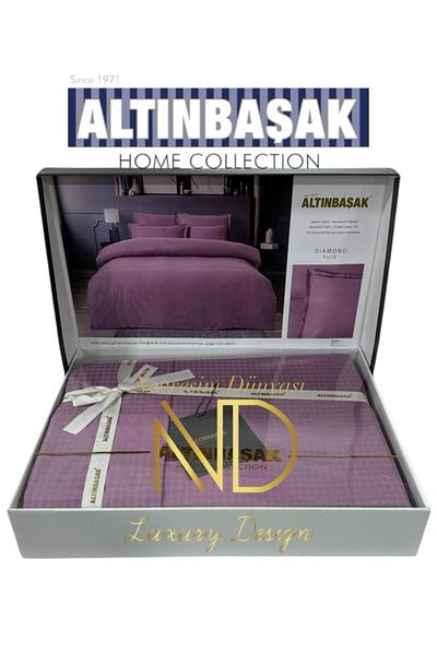 Altınbaşak Σετ Παπλωματοθήκη Διπλό Ζακάρ Σατέν Diamond Puce