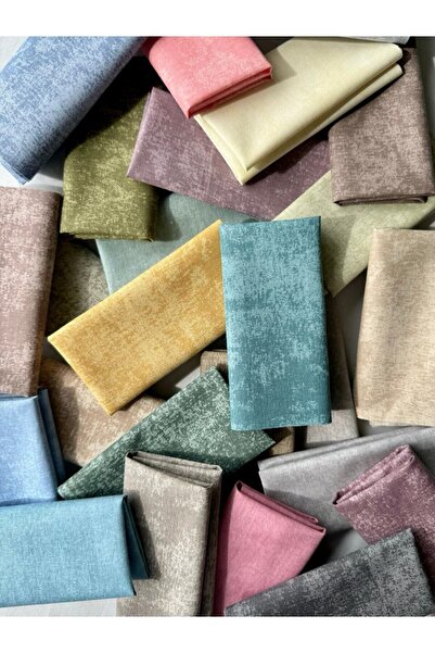 FabricMarket Doğal Mermer Efekti Pamuklu Kumaş Seti – 25 Adet 20x20 cm, Patchwork ve Dikiş İçin