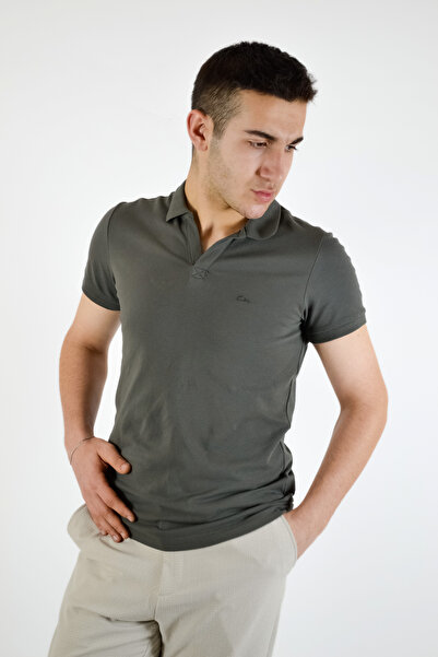 C21 Футболка з коротким рукавом і поло-комірцем Basic T-Shirt - хакі