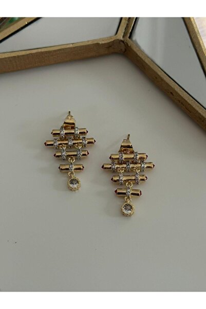 MyladyAccessoriess Zirkon Taş Detaylı Sallantılı Minimal Çelik Küpe