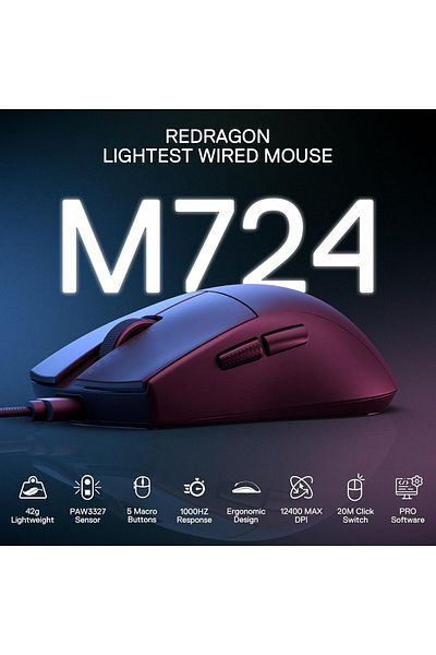 REDRAGON ماوس الألعاب السلكي M724 (أسود)