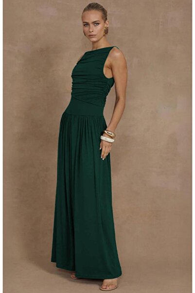 Madmext Πράσινο Flowy Long Length Γυναικείο Φόρεμα Mg2364