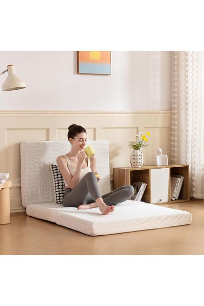 Comfy Portable White Knitted Cotton 180x90x10cm Medicated Folding Mattress