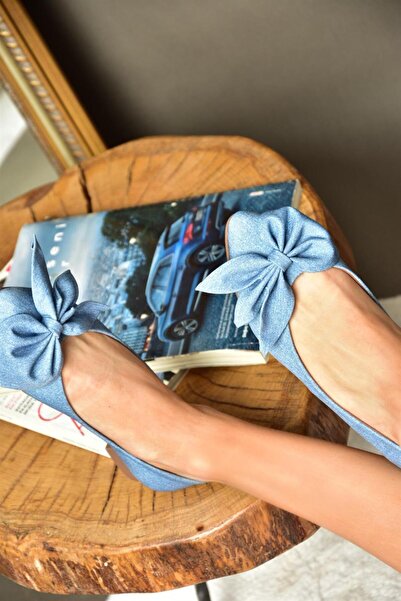 Fox Shoes H726810504 Mavi Kot Kadın Babet