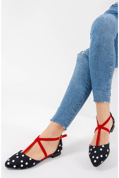 Fox Shoes Black Polka Dot/Red Women's Ballerinas D726537304