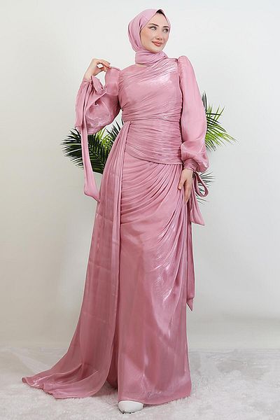 GİYZAMİLA Βραδινό φόρεμα Afra Silk σε πούδρα