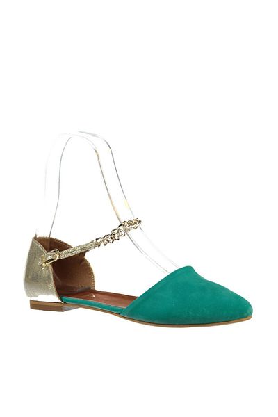 Fox Shoes Balerini de damă verde apă/aurii 726024402