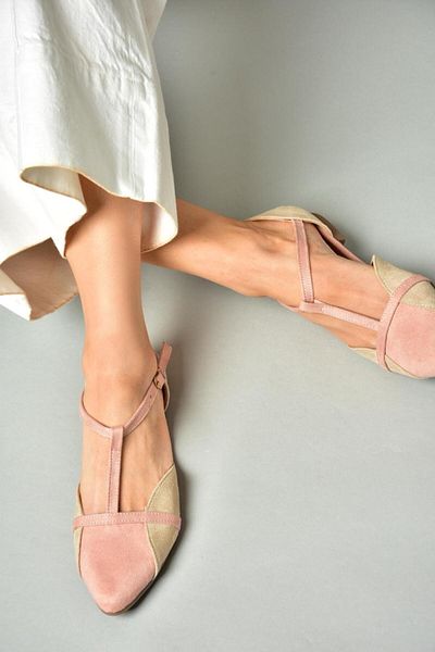 Fox Shoes Balerini pentru femei pudra/piele B 726881802
