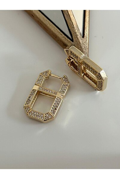 MyladyAccessoriess أقراط دائرية من الفولاذ بحجر الزركون المربع