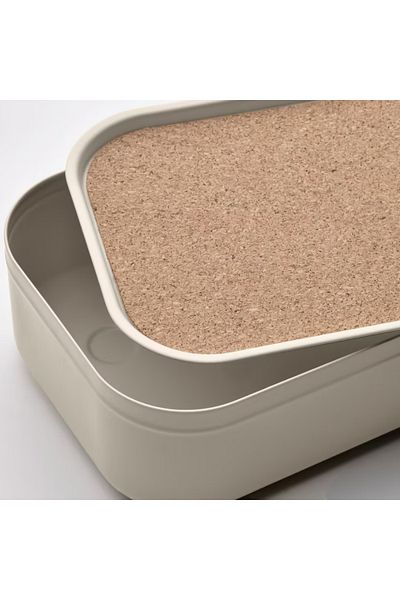 IKEA HARVMATTA Box with Lid, Light Beige, 12x24x6 cm – Durable Metal Storage Box