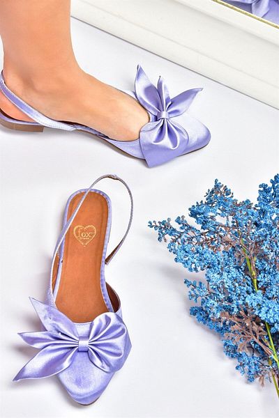 Fox Shoes Γυναικείες μπαλαρίνες λιλά σατέν ύφασμα H726809004