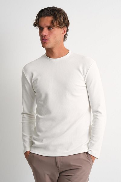 ALEXANDERGARDI Tricou pentru bărbați, cu mânecă lungă, cu decolteu, slim fit