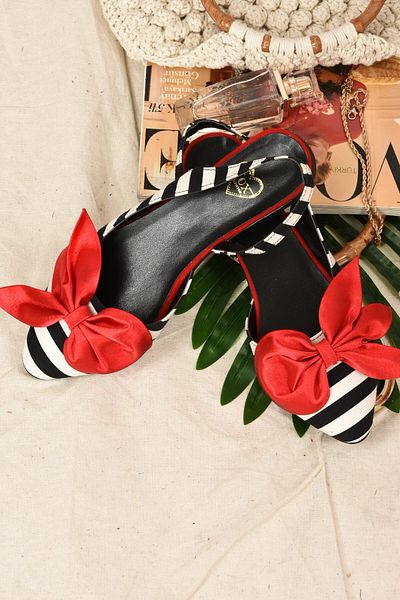 Fox Shoes Fekete/fehér/piros szövet női balerina H 726809004