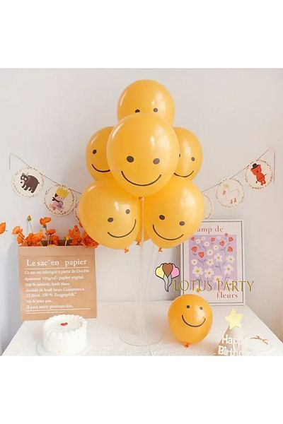 LOTUS PARTY Smiley Face Balloon - Smiley Face Balloon Set with Stand - Birthday Set - Yellow Smiley Face Balloon
