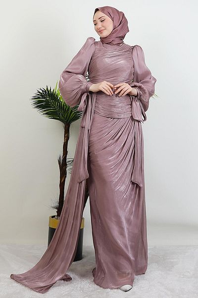 GİYZAMİLA Βραδινό φόρεμα Afra Silk Dusty Rose