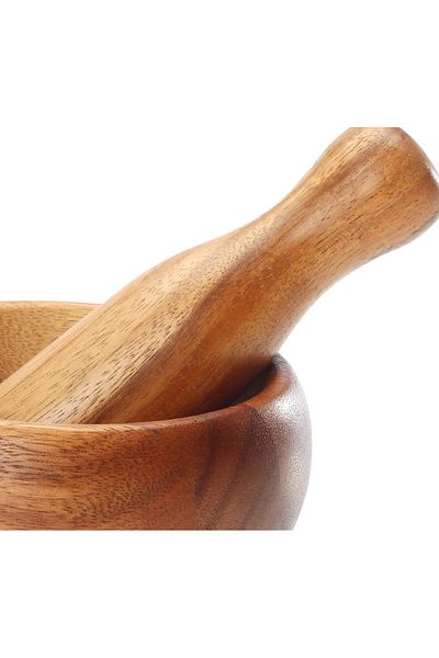 Billi Thai natural wood mortar and pestle. Large size