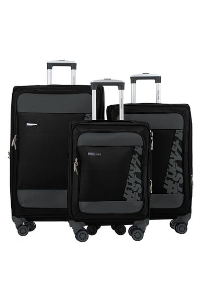 PARAJOHN Hyper Trek 3 Pieces Set 8 Wheels Soft Luggage - Black