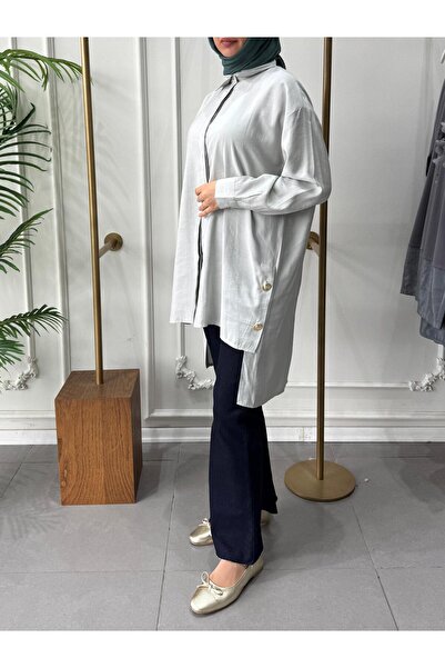 MODA HASEN GOLD DÜĞME DETAYLI UZUN GÖMLEK
