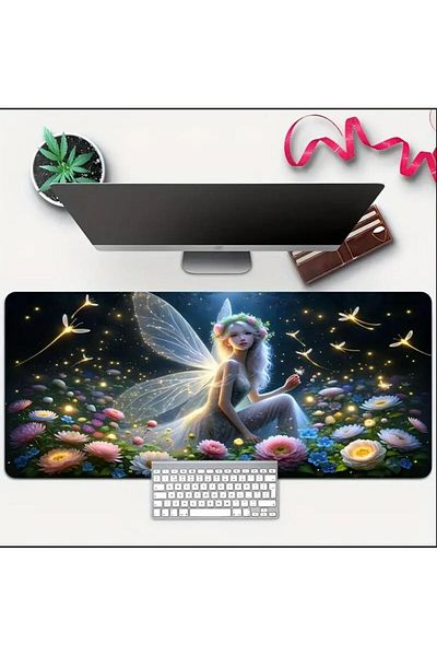 sgeteknoloji 70X30 cm Fairy Girl Themed Non-Slip Base Speed Surface Gamer Mouse Pad Gaming