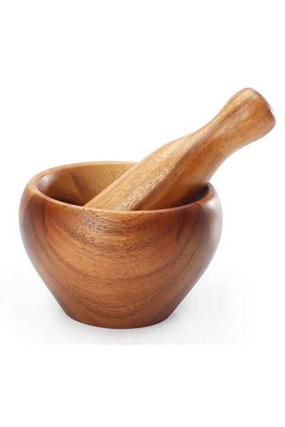 Billi Thai natural wood mortar and pestle. Large size