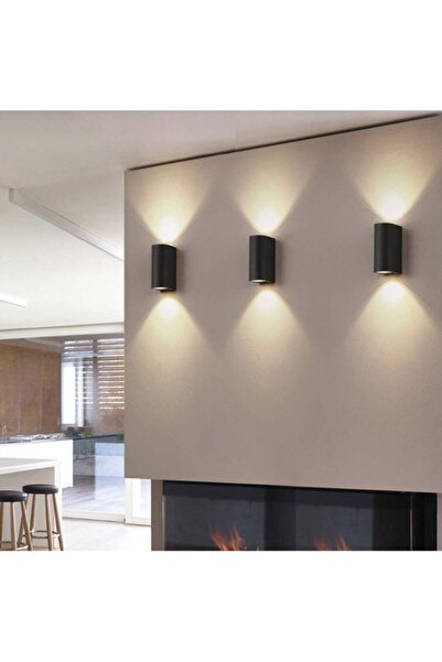 Genel Markalar Çift Yönlü Günışığı Ledli Dış  Iç Mekan Uyumlu Dekoratif Aplik Siyah Gövde