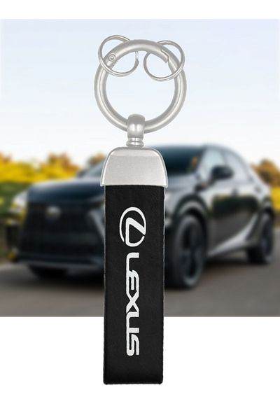 Lexus Logo Leather Keychain with Metal Buckle and Carbon Fiber Pattern – Key Ring for Car Keys