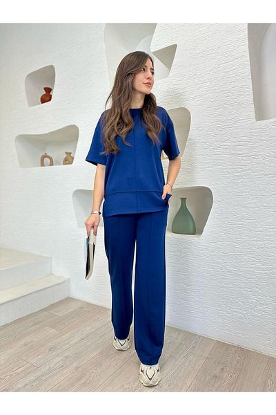 Devesta Moda Çimalı Modal Fabric Short Sleeve Lycra Comfortable Casual and Stylish Bottom - Top Set Tracksuit Set