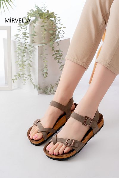 mirvella Women's Orthopedic Sole Flip Flop Double Buckle Sandals