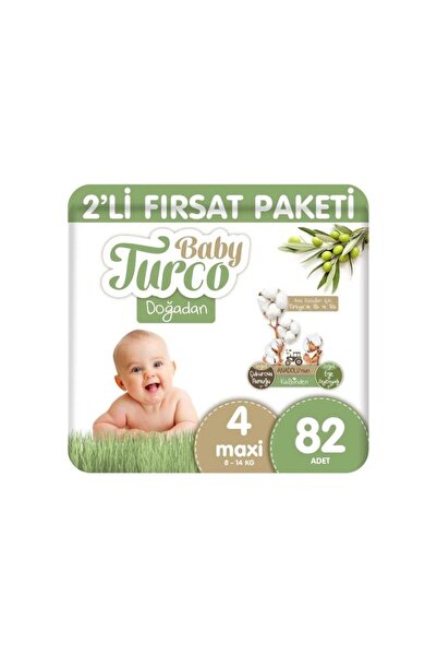 Baby Turco Doğadan 2'li Fırsat Paketi Bebek Bezi 4 Numara Maxi 82 Adet
