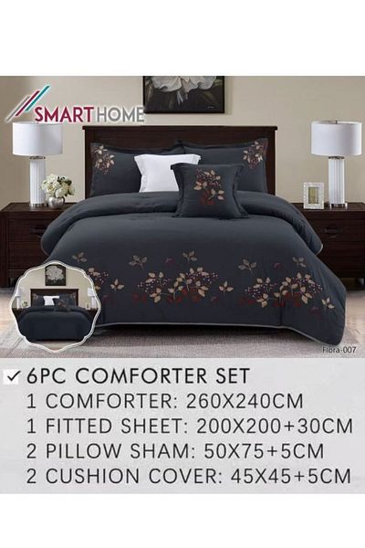 smart home Embroidered two-sided quilt set, consisting of 6 pieces, 100% microfiber, 240x260cm