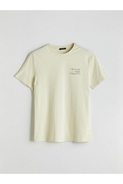 LC Waikiki Lcw Eco Green Crew Neck Printed Combed Cotton Mens T-Shirt