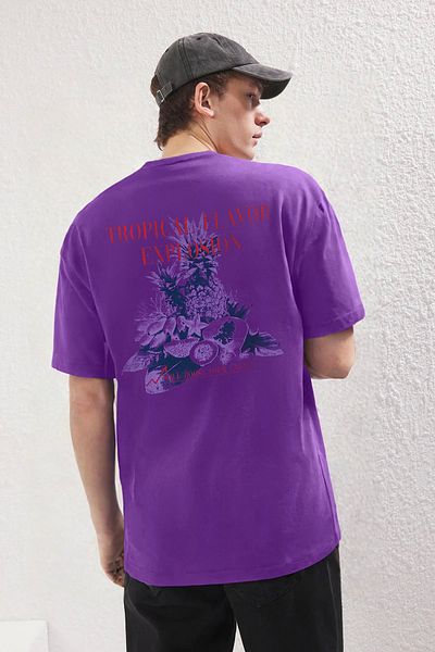 Trendyol Collection Μωβ βαμβακερό μπλουζάκι με μοτίβο φρούτων - TMNSS25TS00052