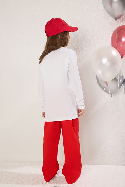 TRENDYOLKIDS Біла футболка унісекс 100 бавовна Basic Regular Regular RegularNormal Форма з довгим рукавом Orme TKDAW25TS00000