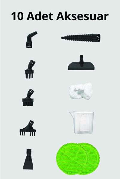 Kiwi Ksc-4220 Çok Fonksiyonlu Ayarlanabilir Seviyeli 10 Aparatlı Dikey Buharlı Mop - Buharlı Temizleyici