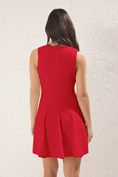 Trendyol Collection Piros egyenes mini szőtt ruha TWOAW25EL00244