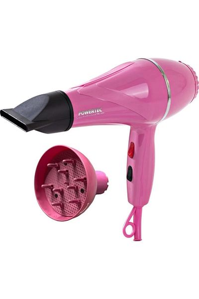 POWERTEC Tr-501+Professional Hair Dryer and Blow Dryer with Colorful Volume Diffuser Head Pink Color