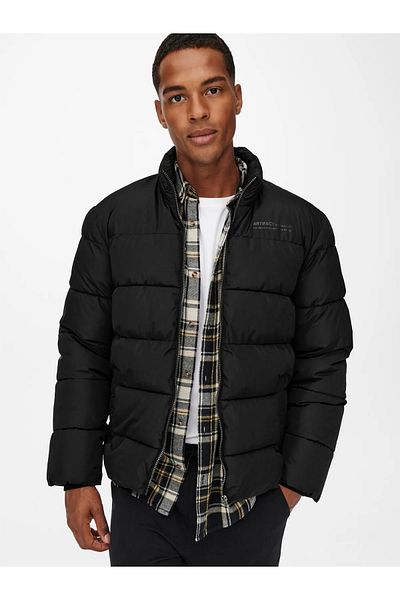 Only & Sons Ανδρικό μαύρο παλτό Melvin Life Puffer Jacket Otw Vd 22019345 -65